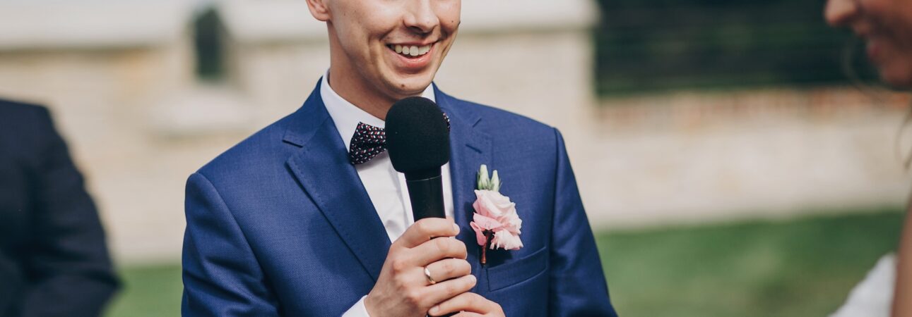 Beautiful wedding ceremony in summer park or garden