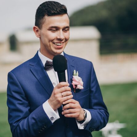Beautiful wedding ceremony in summer park or garden