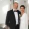 Senior Bride and Groom Posing Together in Church Interior
