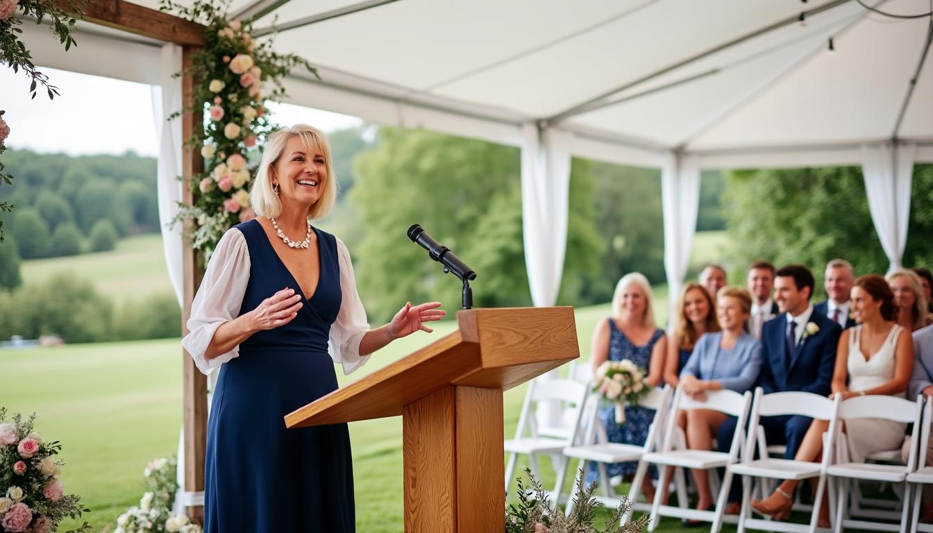 découvrez nos conseils pour rédiger un discours humoristique de la mère du marié, à la fois émouvant et drôle, pour marquer les esprits lors du mariage et toucher le cœur des invités.