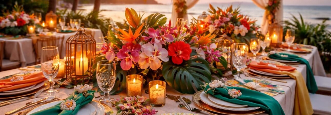 découvrez les accessoires indispensables pour réussir votre mariage sur un thème exotique et créer une ambiance unique et mémorable.