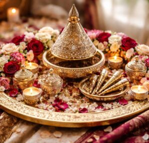 découvrez les plus belles décorations pour sublimer votre plateau de henné et rendre votre mariage inoubliable.