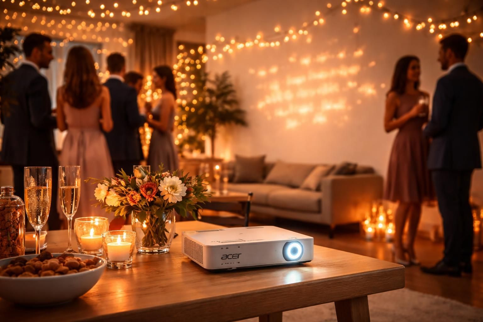 diffusez en direct les messages des invités lors de votre réception grâce au mini vidéoprojecteur acer, pour une ambiance conviviale et interactive.