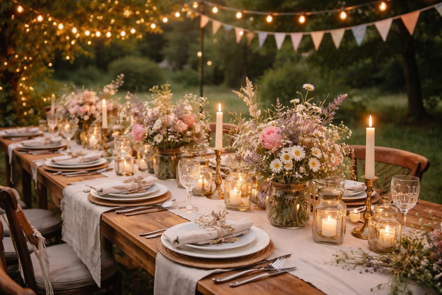 découvrez nos tables guinguette pour mariage avec une décoration champêtre, des fleurs naturelles et des accessoires élégants pour une ambiance festive et romantique.