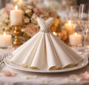apprenez à plier des serviettes en forme de robe pour sublimer la décoration de votre mariage et créer une ambiance festive et élégante.