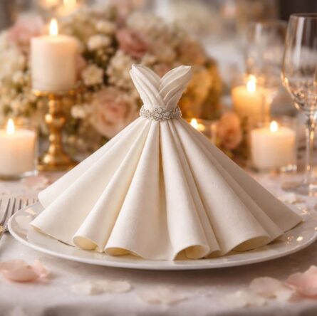 apprenez à plier des serviettes en forme de robe pour sublimer la décoration de votre mariage et créer une ambiance festive et élégante.