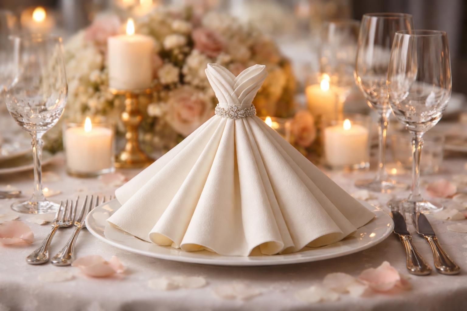 apprenez à plier des serviettes en forme de robe pour sublimer la décoration de votre mariage et créer une ambiance festive et élégante.