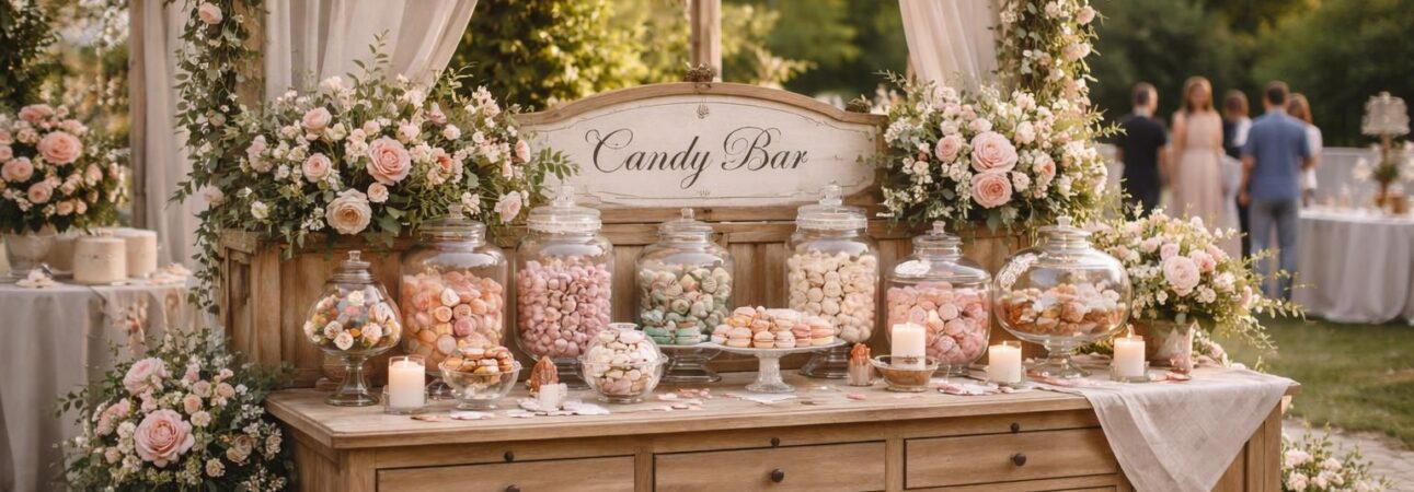découvrez comment intégrer un meuble « candy bar » pour sublimer votre mariage à thème et offrir à vos invités une expérience gourmande et originale.