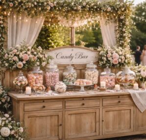 découvrez comment intégrer un meuble « candy bar » pour sublimer votre mariage à thème et offrir à vos invités une expérience gourmande et originale.