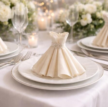 découvrez l'art du pliage de serviette en robe pour sublimer votre décoration de mariage avec élégance et créativité.
