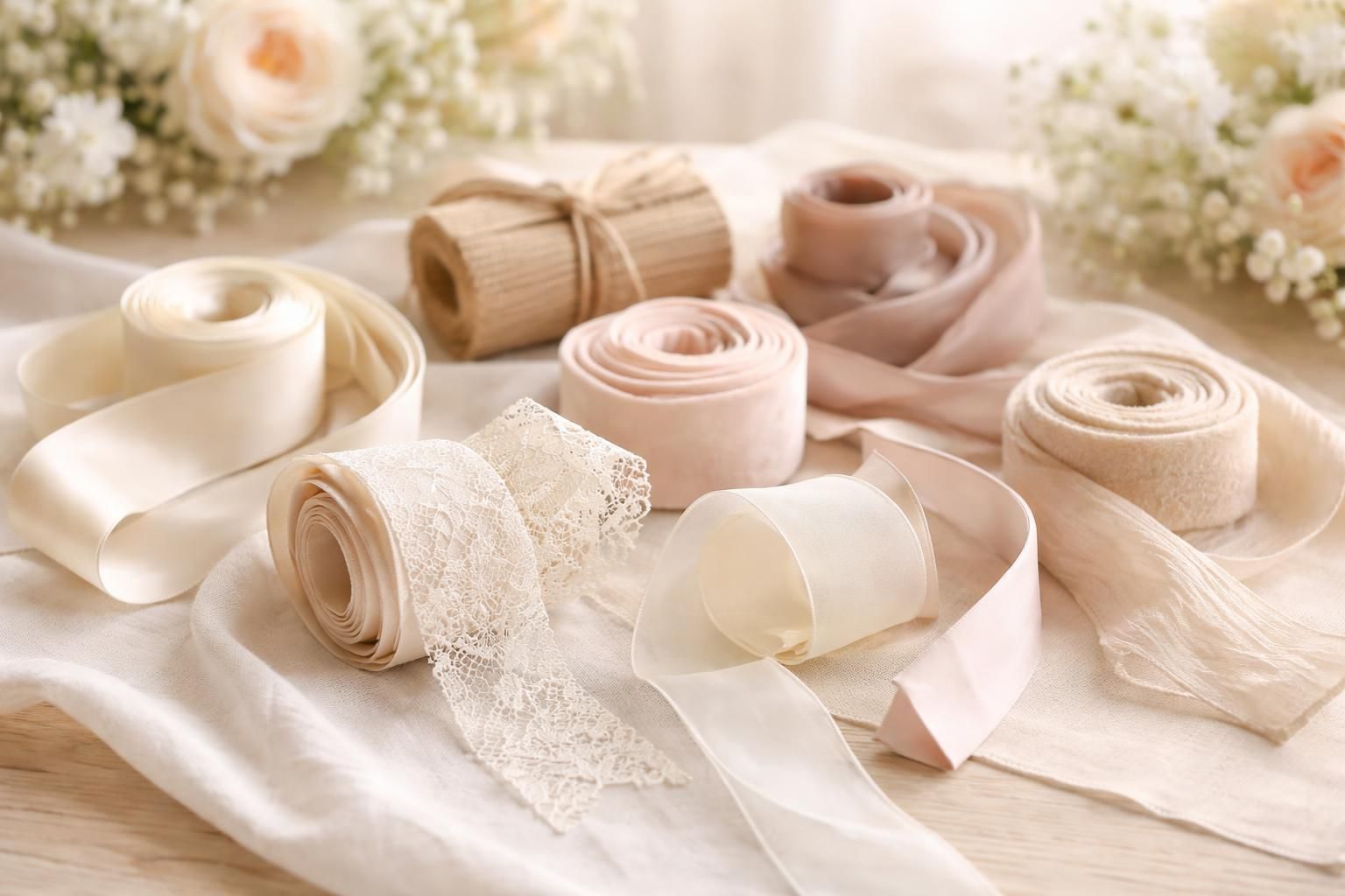 découvrez les différentes textures de rubans pour sublimer votre décoration de mariage et apporter une touche d'élégance unique à votre journée spéciale.