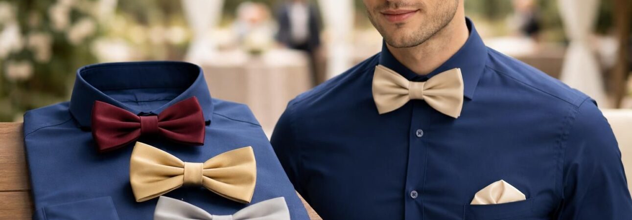 découvrez comment choisir la couleur parfaite de nœud papillon pour accompagner une chemise bleu marine lors d'un mariage et éviter les faux-pas en style.