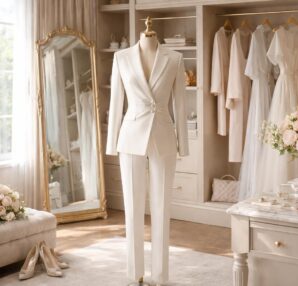 découvrez comment intégrer un tailleur élégant pour la mariée dans le dressing du grand jour, en harmonie avec votre thème pour une cérémonie unique et stylée.