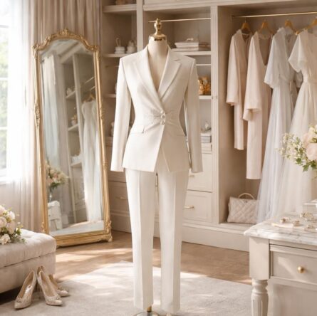 découvrez comment intégrer un tailleur élégant pour la mariée dans le dressing du grand jour, en harmonie avec votre thème pour une cérémonie unique et stylée.