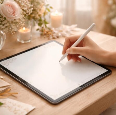 apprenez à rédiger des vœux de mariage clairs et élégants en utilisant une tablette tactile pour un résultat propre et facile à lire.