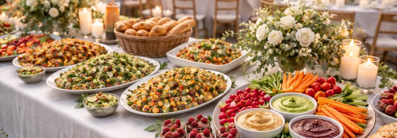 découvrez nos options de repas froids pour 50 personnes, spécialement conçues pour un mariage. choisissez parmi des menus végétariens et véganes savoureux, adaptés à tous vos invités.
