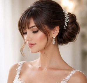 découvrez notre guide coiffure de mariage avec un chignon élégant et une frange stylée pour un look chic et moderne, parfait pour votre jour spécial.