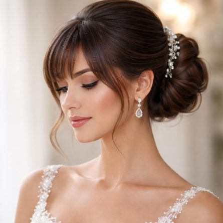 découvrez notre guide coiffure de mariage avec un chignon élégant et une frange stylée pour un look chic et moderne, parfait pour votre jour spécial.