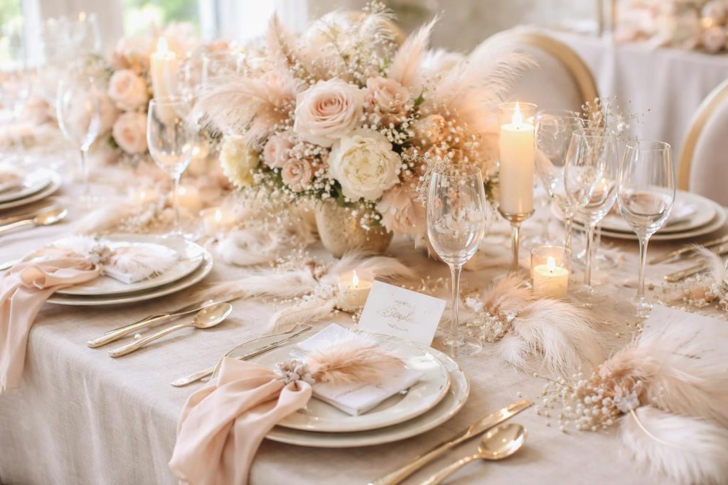découvrez des plumes personnalisées pour une décoration de table de mariage élégante et unique, et révélez votre style avec raffinement.