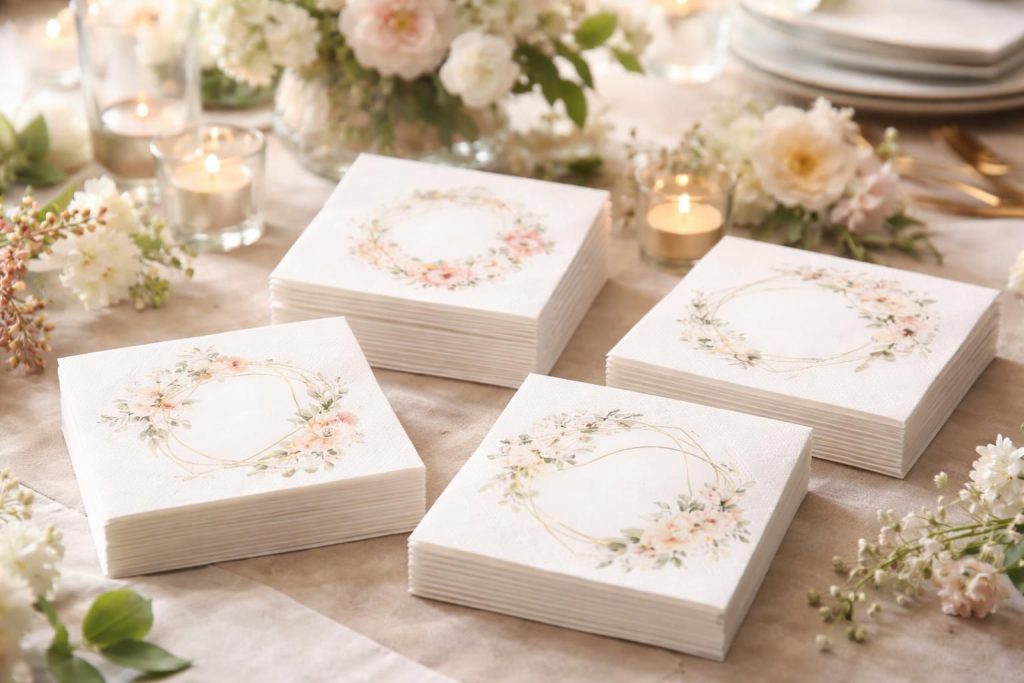 découvrez nos serviettes papier personnalisées, idéales pour sublimer vos événements spéciaux avec une touche unique et élégante.