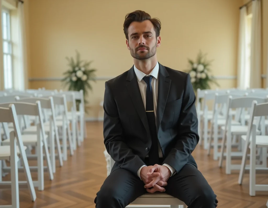 Homme en costume mal ajusté lors d'une cérémonie de mariage civil, erreur de style homme pour un mariage